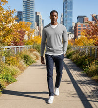 Cashmere V Neck Sweater Silver Grey