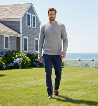 Cashmere Crewneck Sweater in Chunky Rib knit stitch Silver Grey