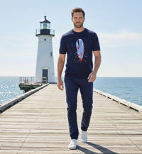 T Shirt Nova Scotia Crew Neck Lobster Claw Intarsia