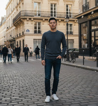 Charcoal Cashmere Crew Neck Sweater