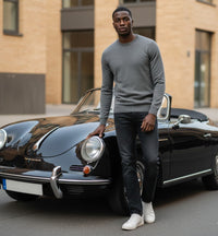 Mid Grey Cashmere Crew Neck Sweater