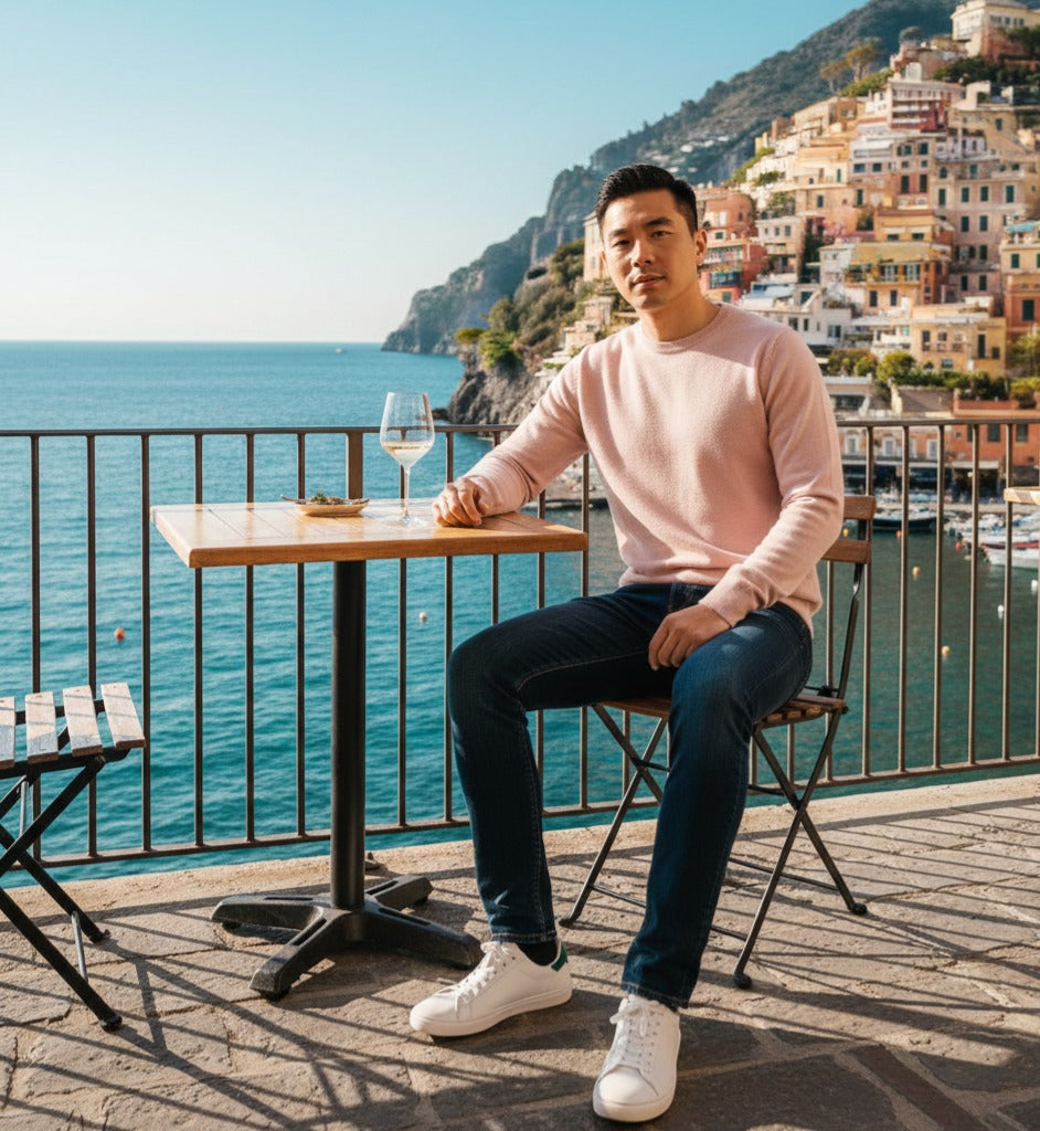 Pink Cashmere Crew Neck Sweater