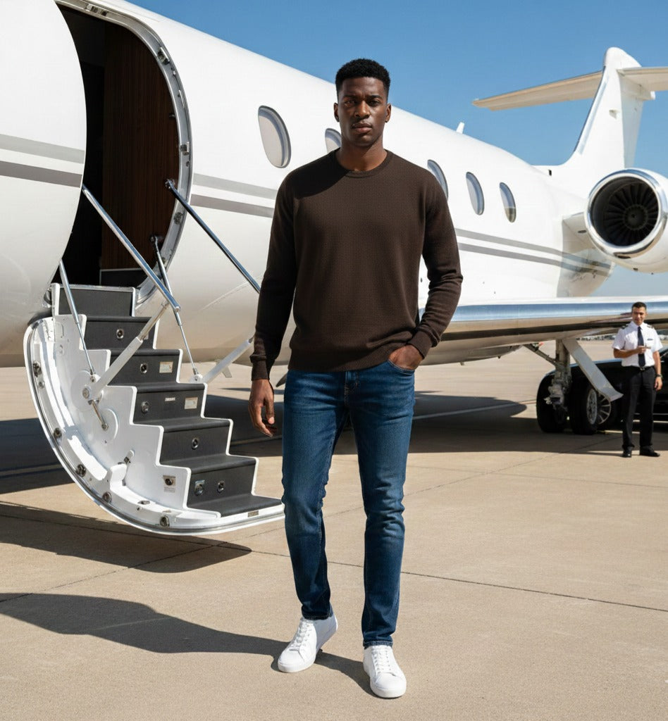 Chocolate Cashmere Crew Neck Sweater