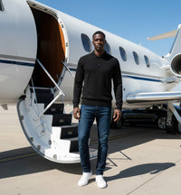 Cashmere Pique Stitch black Knitted Polo Sweater Haumea