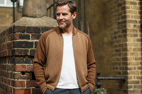 Men´s Cashmere Bomber Jacket in Honey comb stitch Toharu Camel Brown- Hommard