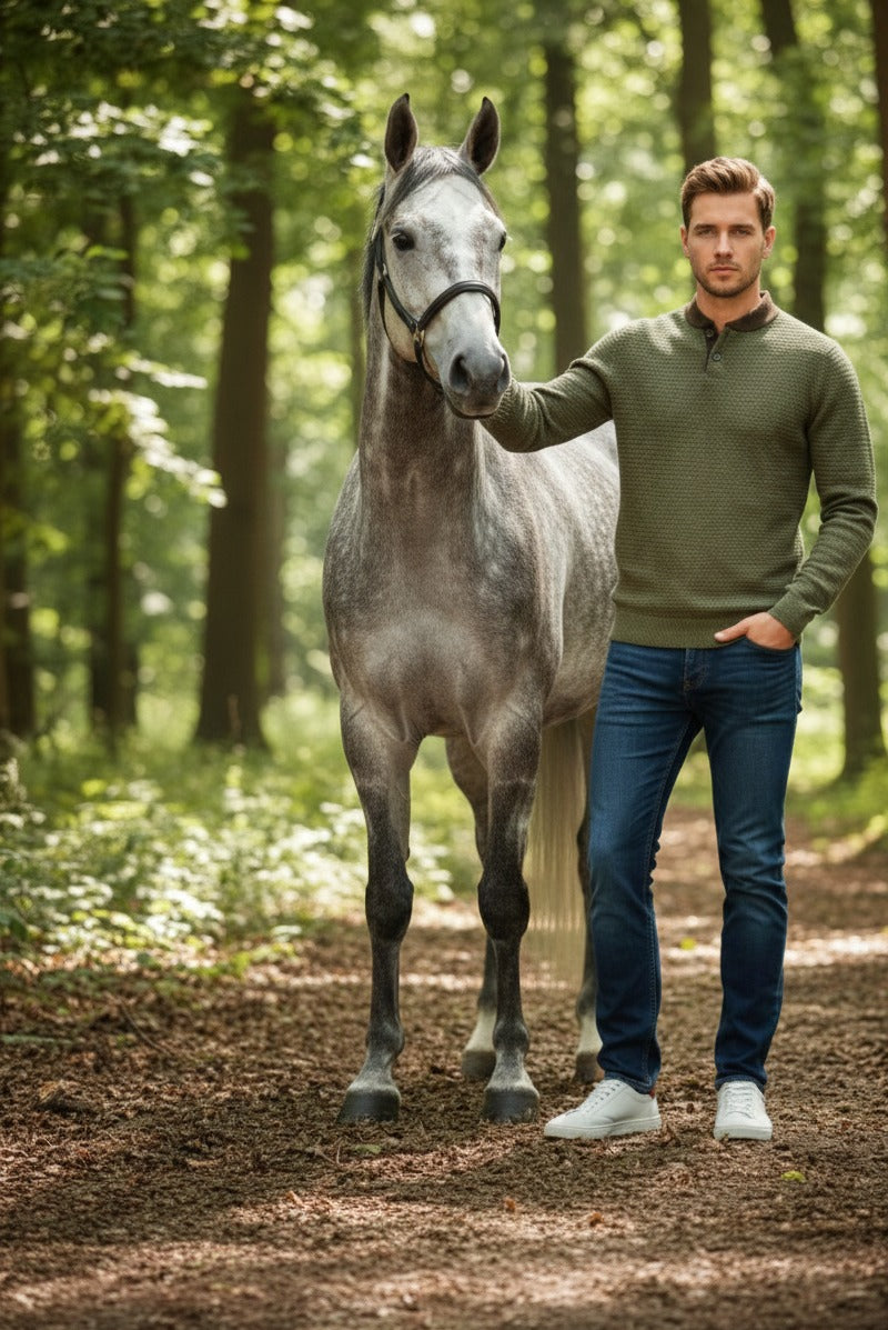 Cashmere Button Neck Sweater Hunter Green