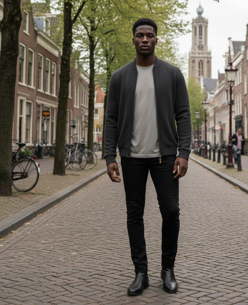 Hommard Mission Zipper Cardigan Charcoal