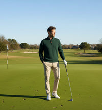 Green Cashmere fully Lined Golf Sweater half zip Orion