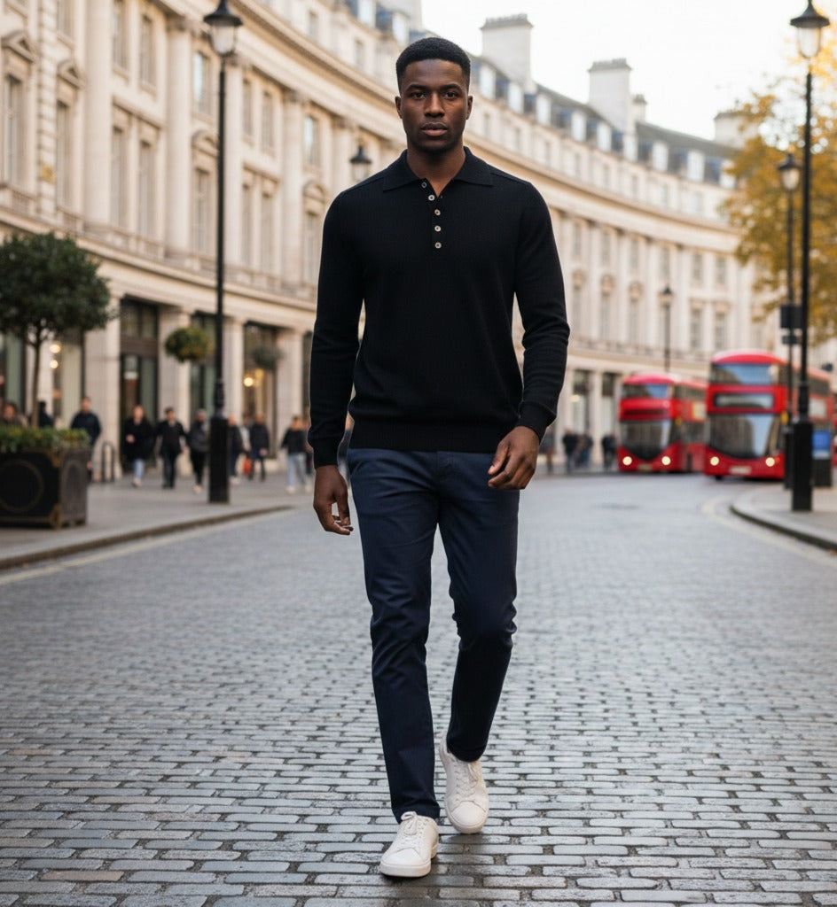 Cashmere Polo Neck Sweater Porter Black