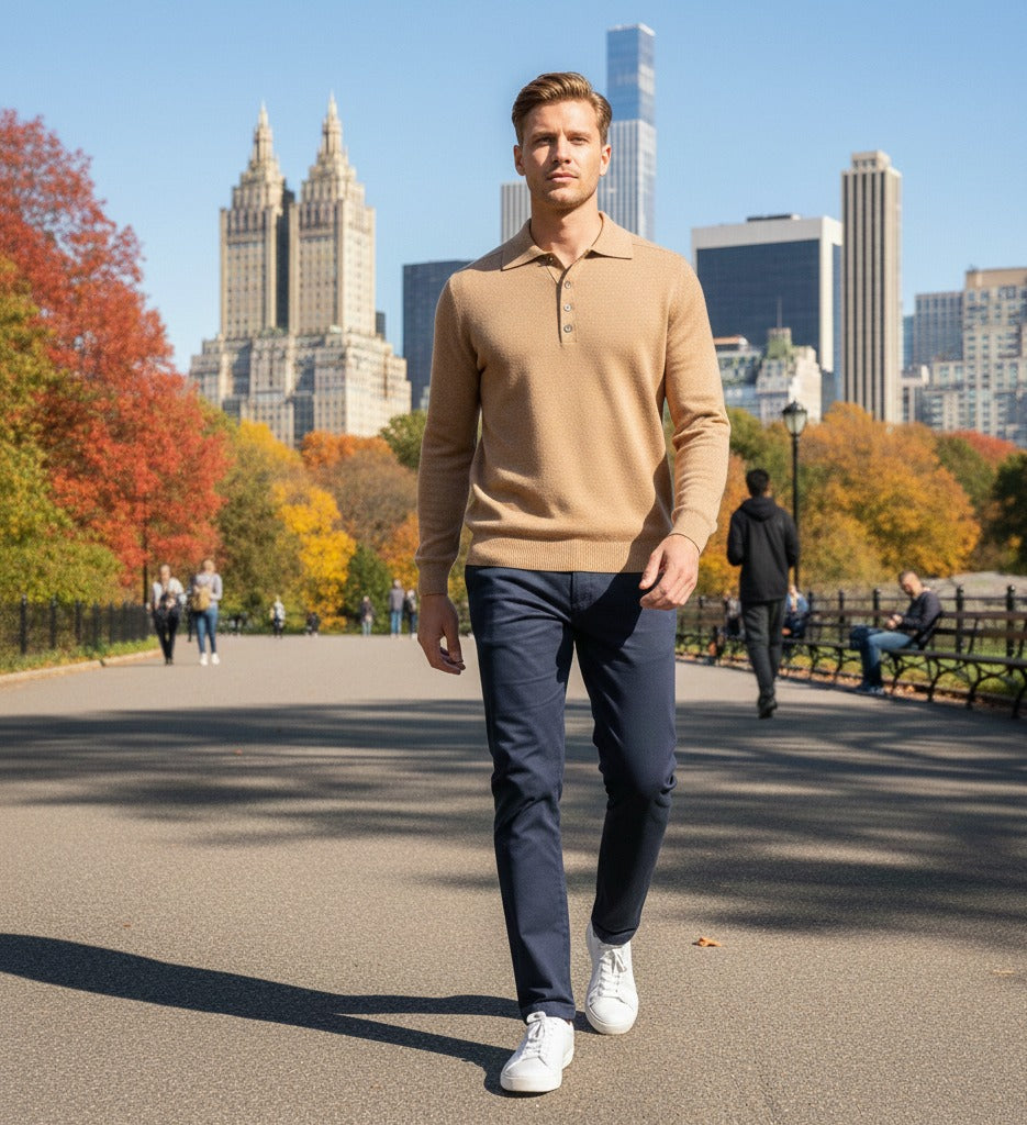 Cashmere Polo Neck Sweater Porter Camel