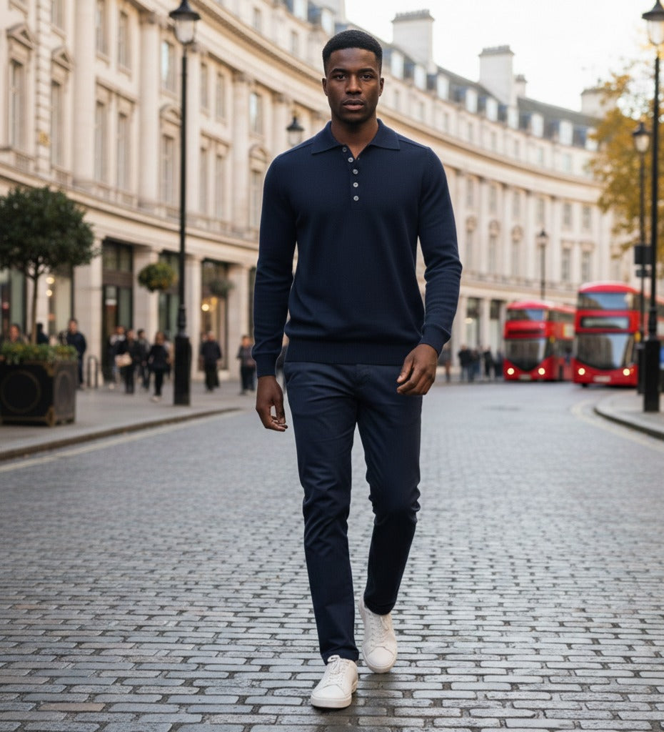 Cashmere Polo Neck Sweater Porter Navy