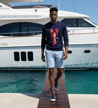 Crew Neck Lobster Intarsia Navy