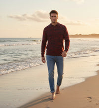 Cashmere Sweater Polo Neck heavy Jersey Melange Red Navy Stelvio