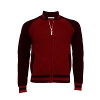 Cashmere Bomber Jacket in Honey comb stitch Toharu Bordeaux Navy