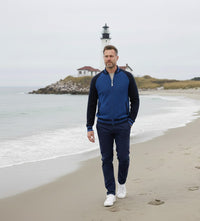 Cashmere Bomber Jacket in Honey comb stitch Toharu Royal Dark Navy