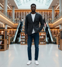 Charcoal Knitted Seed Stitch Jacket Tura