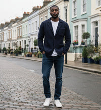 Navy Knitted Seed Stitch Jacket Tura