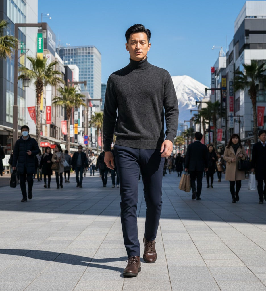 Cashmere Roll Neck Sweater Charcoal