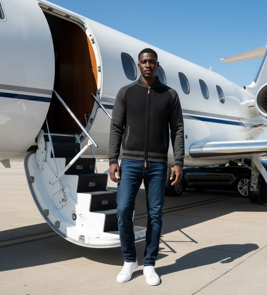 Cashmere Bomber Jacket in Herringbone stitch Varau