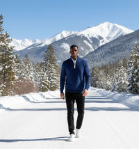 Donegal Maritime Cashmere Zip Neck Sweater Verbier in pique stitch