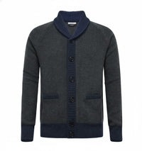 Charcoal Cashmere Cardigan waffle stitch Charcoal Navy