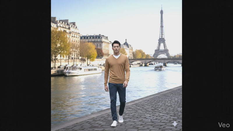 Cashmere V Neck camel in Paris