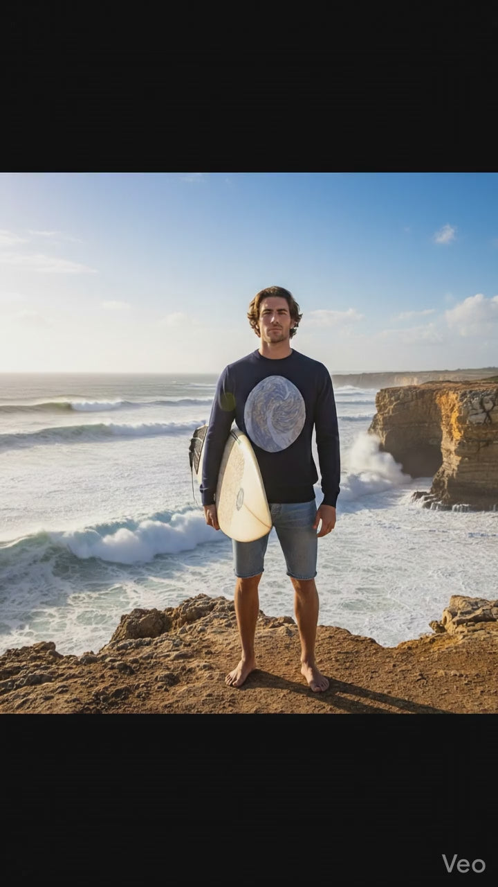 Panglao Sweater on model walking 