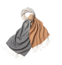 Degradé Lambswool Scarf Woven Plain Grey White Camel