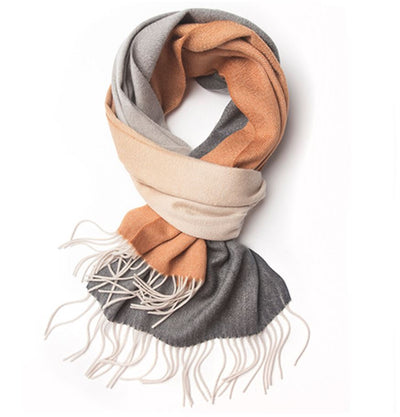 Degradé Lambswool Scarf Woven Grey White Camel round