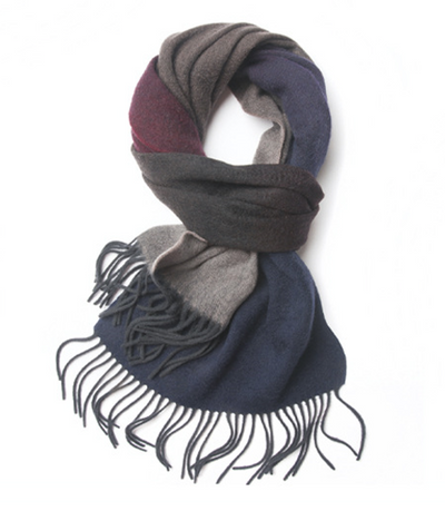 Degradé Lambswool Scarf Woven Navy Red Grey round