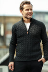 Men´s Cashmere Half Zip Sweater in Full Cable knit Neil - Hommard