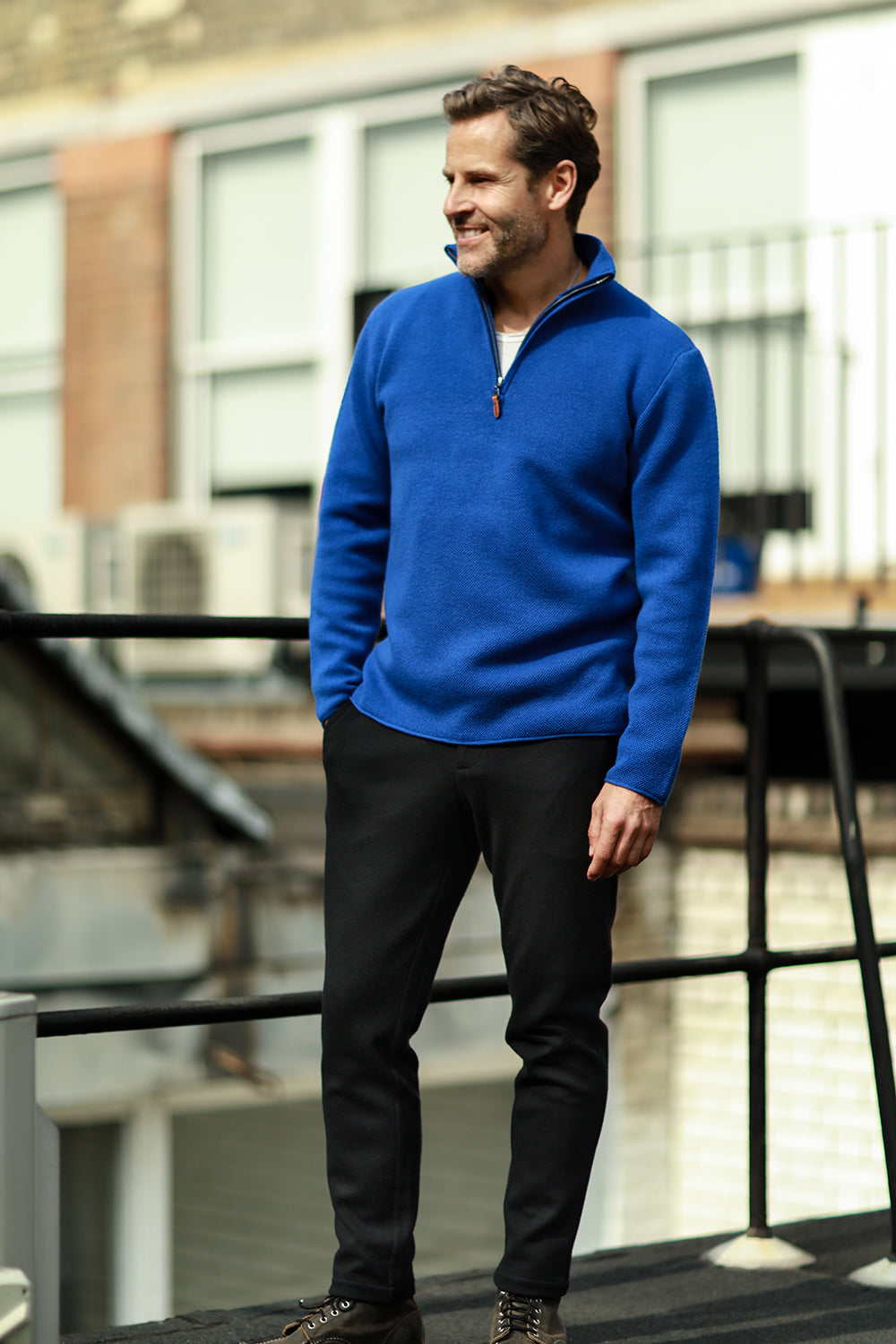 Green Men´s Cashmere fully Lined Golf Sweater half zip Orion - Hommard