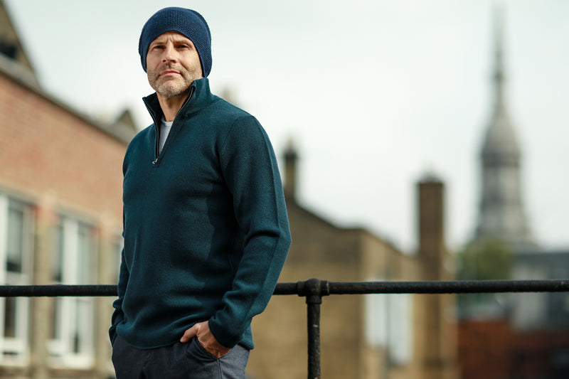 Cashmere fully Lined Golf Sweater half zip Orion Hommard