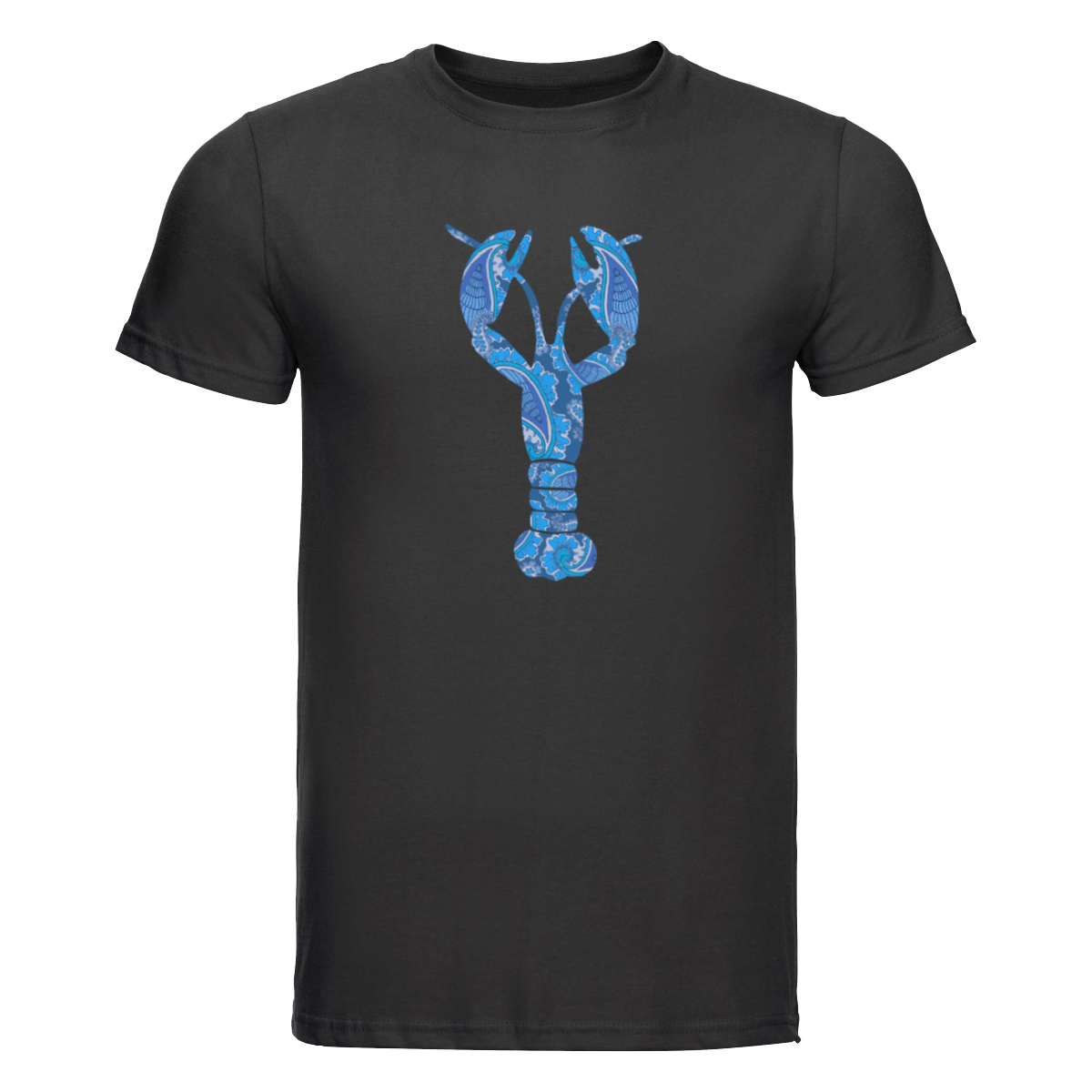 Black T-Shirt Blue Lobster - Hommard