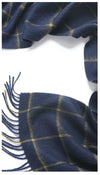 Check Lambswool Scarf Woven Navy Camel detail2