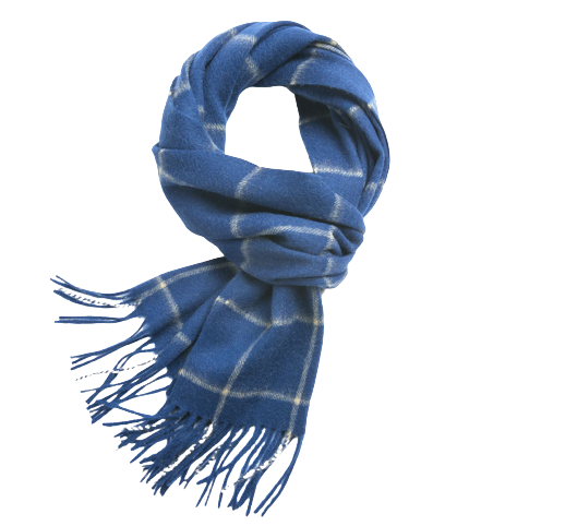 Check Lambswool Scarf Woven Royal Blue Offwhite
