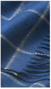 Check Lambswool Scarf Woven Royal Blue Camel detail2