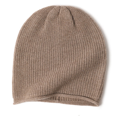 Cashmere Fine Rib Beanie Courmayeur Camel