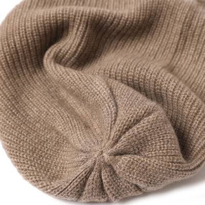 Cashmere Fine Rib Beanie Courmayeur Camel detail