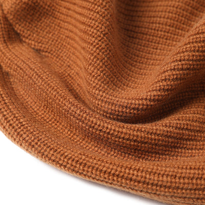 Cashmere Fine Rib Beanie Courmayeur Caramel detail