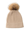 Cashmere Ribbed Beanie with Eco PomPom Mont Blanc Creme