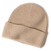 Cashmere Ribbed Turn up Beanie Camel