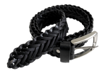 Black Leather woven belt rolled out