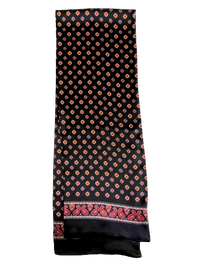 Silk Scarf Black Red Paisley Flower Long