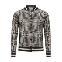 Cashmere Bomber Jacket in Houndstooth stitch Bezoudun Charcoal Grey