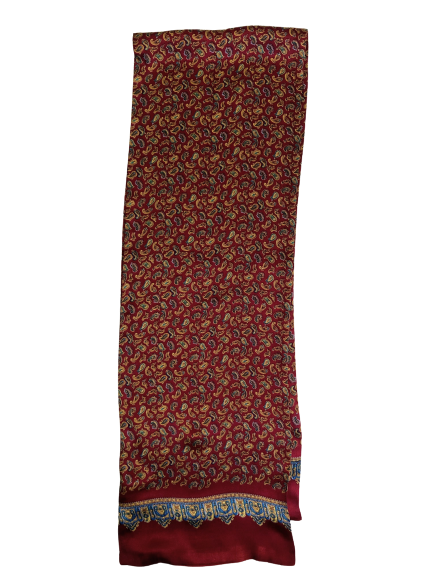 Silk Scarf Paisley Bordeaux Long