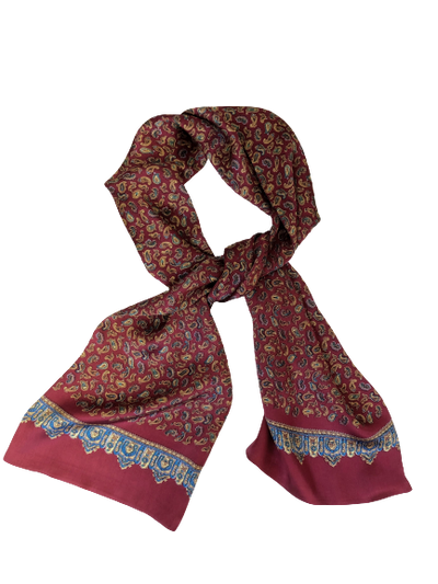 Silk Scarf Paisley Bordeaux