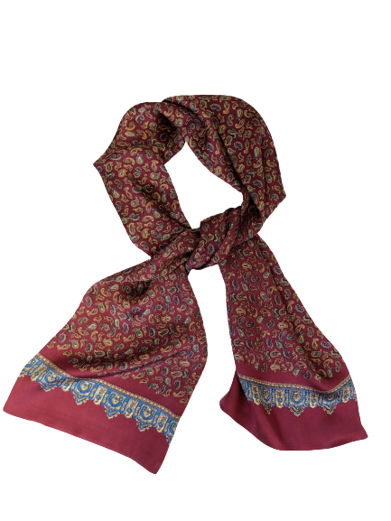 Bordeaux Paisley 100% Silk Scarf 157 x 27 cm - Hommard