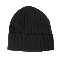 Cashmere Double Ribbed Turn up Beanie Prato Black
