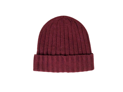Cashmere Double Ribbed Turn up Beanie Prato Bordeaux